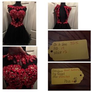 Black and Red Embellished Dress